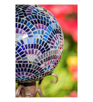 Purple Mosaic Blooming Glass Gazing Ball