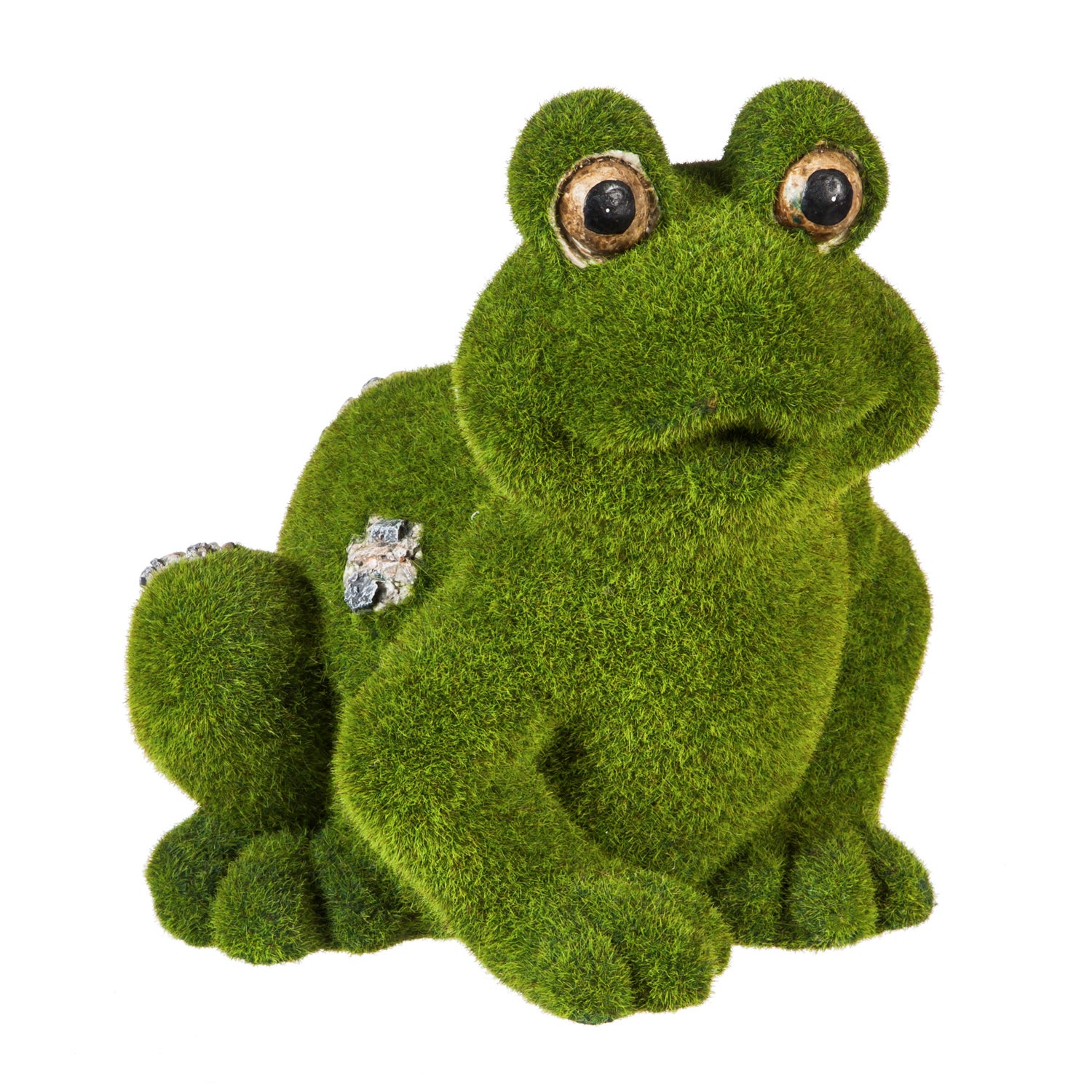 Flocked Frog Outdoor Garden Figurine