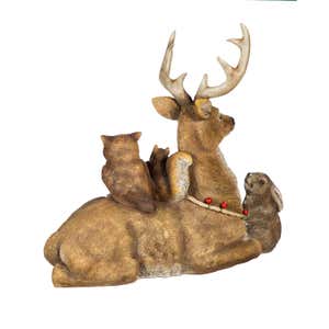 20" Deer and Woodland Creatures Statuary