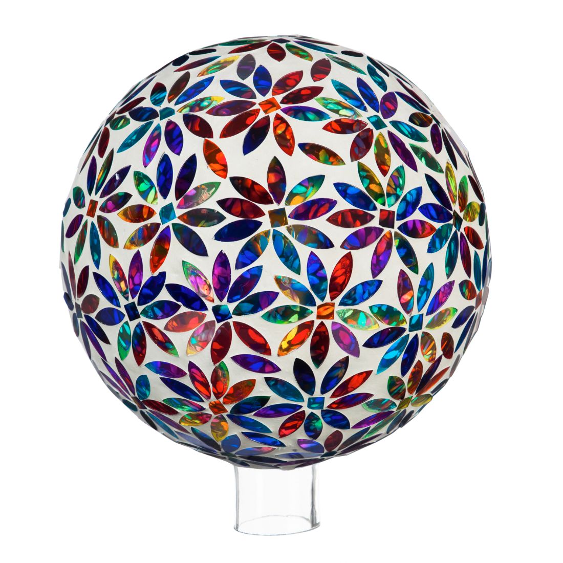 Multicolored Flowers Mosaic Glass Gazing Ball