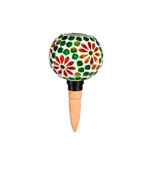 Mosaic Glass Watering Globe with Terracotta Spike, Floral