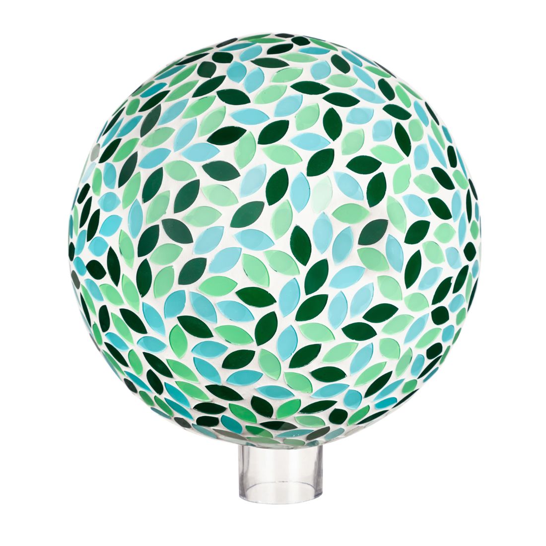 10" Mosaic Glass Gazing Ball, Green Petals