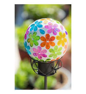 6" Mosaic Glass Gazing Ball, Bright Floral