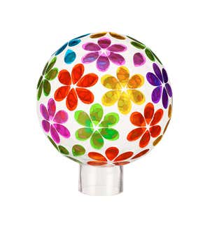 6" Mosaic Glass Gazing Ball, Bright Floral