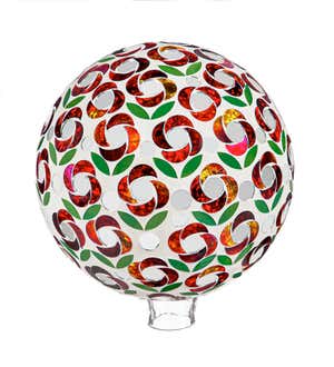10" Mosaic Glass Gazing Ball, Poinsettia