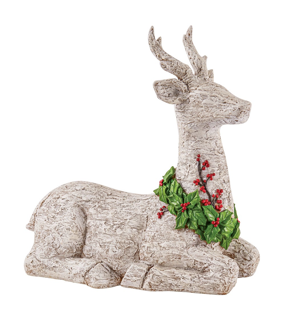 20" Birch&Berries Deer Garden Statuary