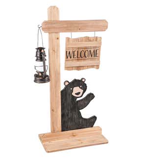 Welcome Bear Porch Décor with Hanging Sign and Lantern Hook