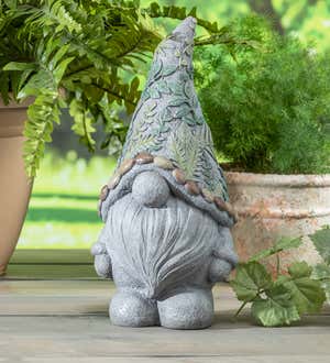 14"H Gnome Garden Statuary, Delicate Greenery