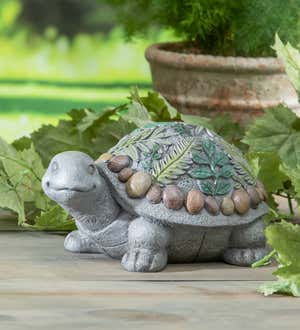 12"L Turtle Garden Statuary, Delicate Greenery