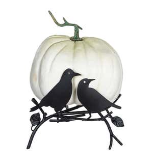 Halloween Pumpkin Holder with Ravens On Branch