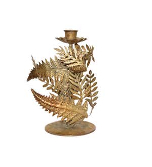 8" Wrapping Metal Leaves Taper Candle Holder
