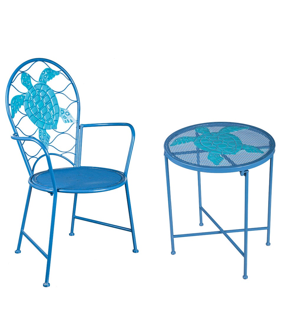 Metal Tortoise Outdoor Table and Chair Set