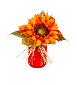9" Sunflower Artificial in Mason Jar Table Décor