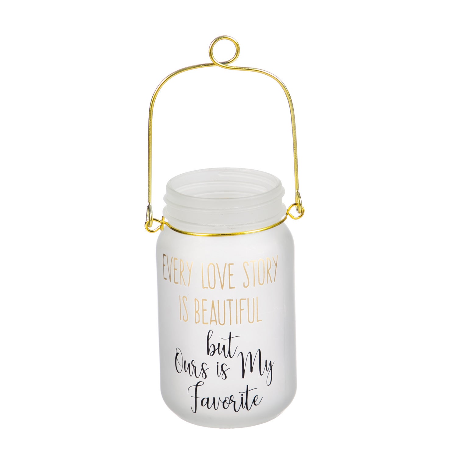 Love Story Glass Mason Jar with String Lights