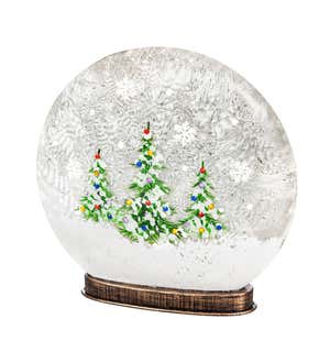 Christmas Trees Handpainted LED Glass Disc Globe