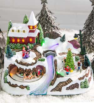Christmas Village w/ River LED Scene with Music Option