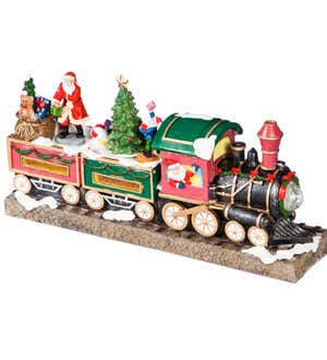 15'' LED Polyresin Musical Train Scene with 8 Holiday Songs and Animated Santa