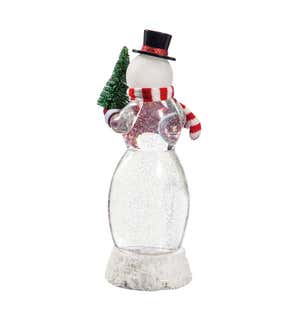 13" LED Spinning Water Snowman Tabletop Décor