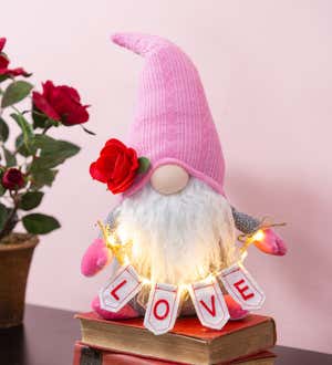 LED Fabric Valentine's "Love" Gnome Table Décor