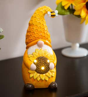LED Ceramic Spring Bee Gnome