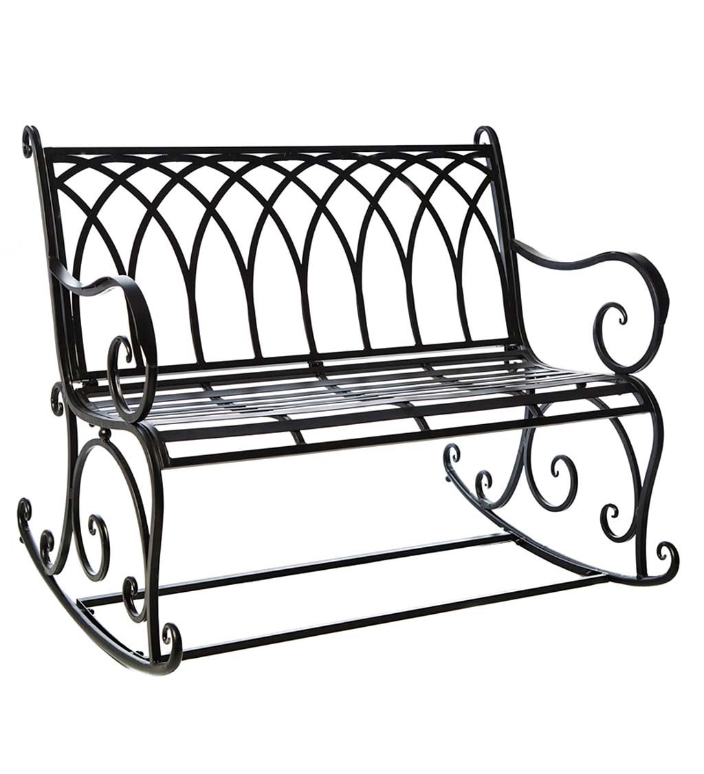 Black Rocking Metal Garden Bench