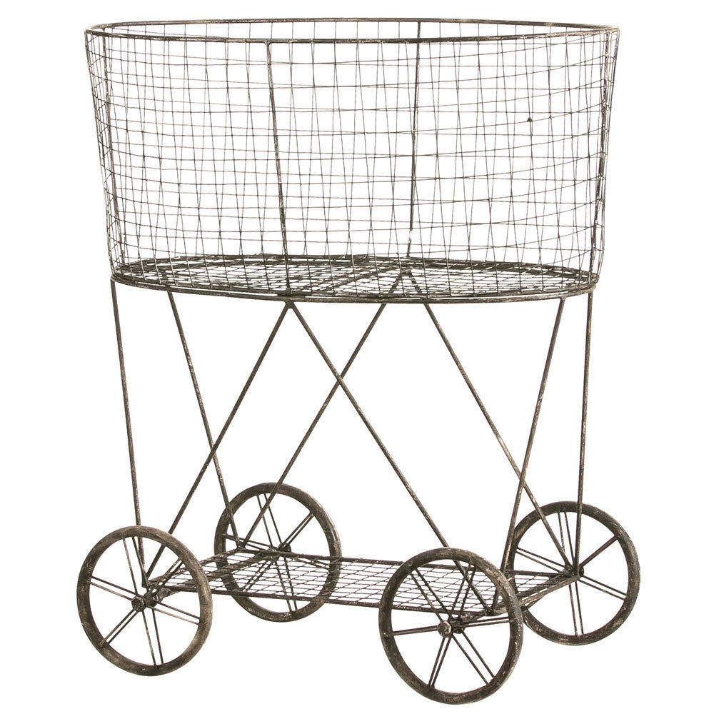 Metal Wire Basket On Wheels