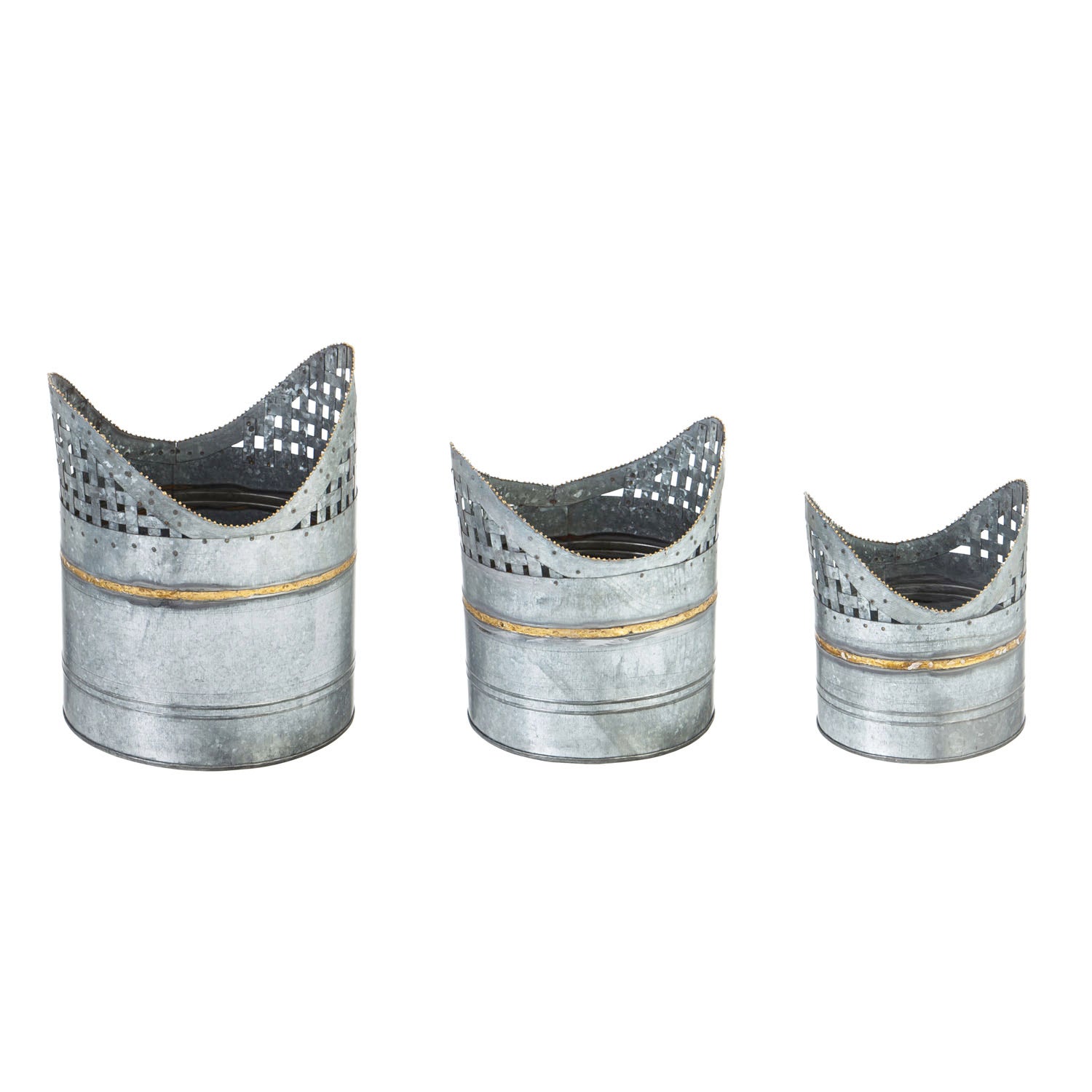 Lennox Woven Galavanized Planters, Set of 3