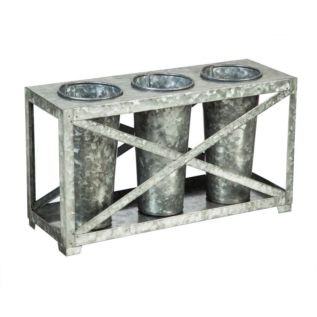 Reese Galvanized Planters in Metal Frame