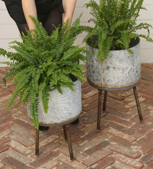 Metal Planter with Stand Set of 2