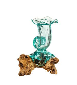 Glass Shell Vase On Driftwood