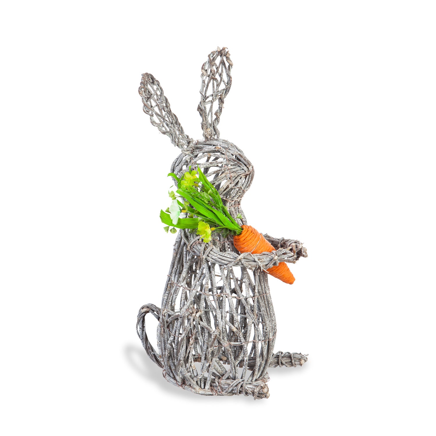 Rattan Rabbit with Carrot Tabletop Decoration