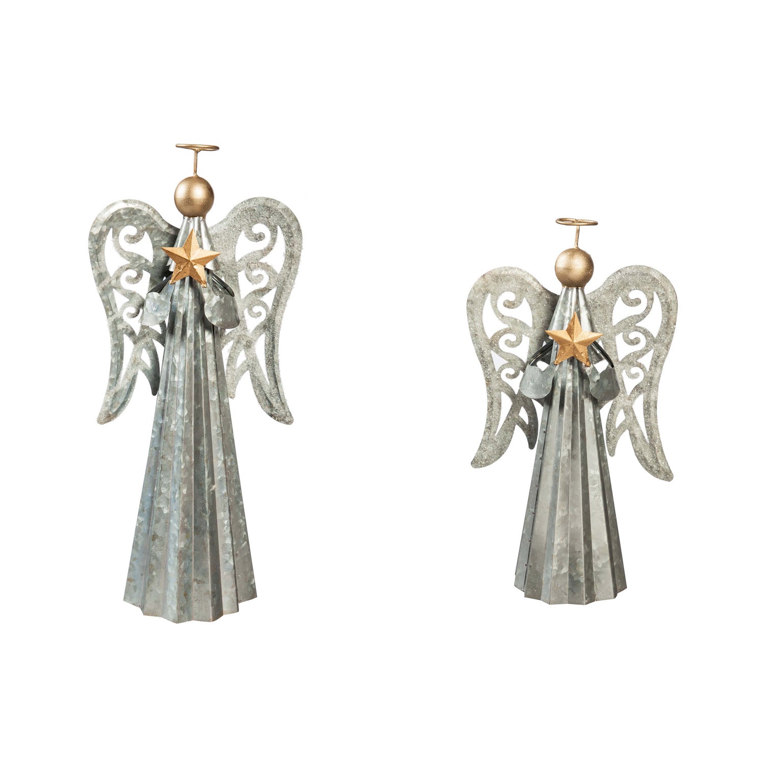 Metal Angel With Star Tabletop Decor, Set of 2