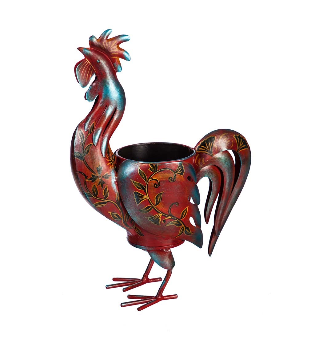 Metal Rooster Planter