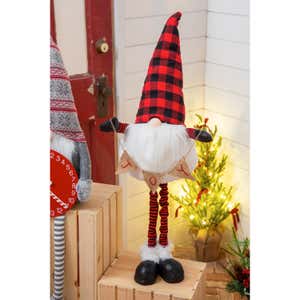 Plush Gnome holding "JOY" Banner with Telescoping Legs Table Décor