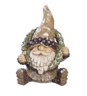 Resin Woodland Gnome Tabletop Decor with Wreath