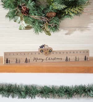 Wood Advent Calendar Table Decor with Movable Truck