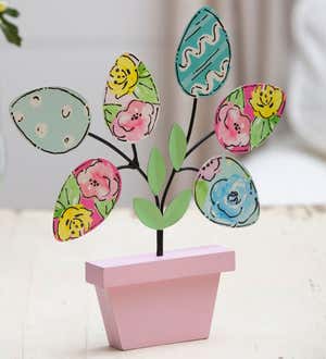 Wood and Metal Floral Easter Egg Table Décor