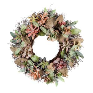 Twig Wreath with Succulents and Berries