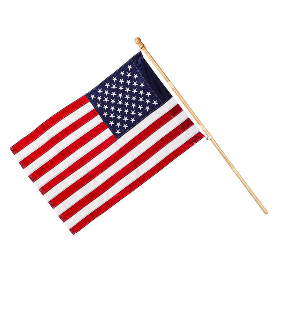 American Flag with 4KD Wooden Flag Pole