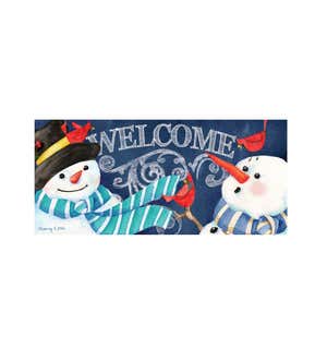 Snowman Welcome Garden Burlap Flag and Sassafras Mat Set