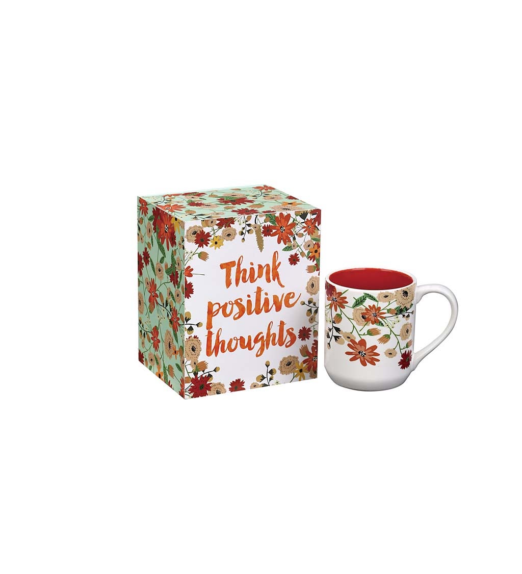 Think Positive Vibes Decorative Box and Ceramic Cup Gift Set