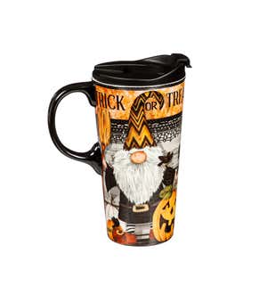 17 Oz Ceramic Cup and Puzzle Gift Set, Trick Or Treat Gnome