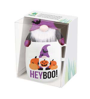 12 oz. Hey Boo Ceramic Cup with 5" Plush Halloween Gnome
