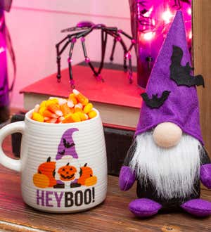 12 oz. Hey Boo Ceramic Cup with 5" Plush Halloween Gnome