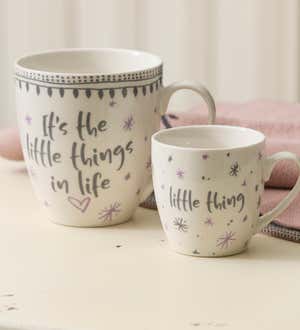 Mommy and Me Ceramic Cup Gift Set, 17 oz and 7 oz, It's the Little Things in Life/Little Thing