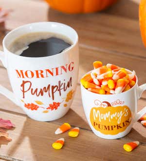 Mommy and Me Ceramic Cup Gift Set, 17 oz.&7 oz, Morning Pumpkin/Mommy's Pumpkin
