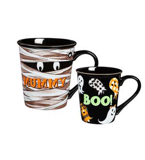 Mommy and Me Ceramic Cup Gift Set, 16 OZ and 8 OZ, Mummy/Boo
