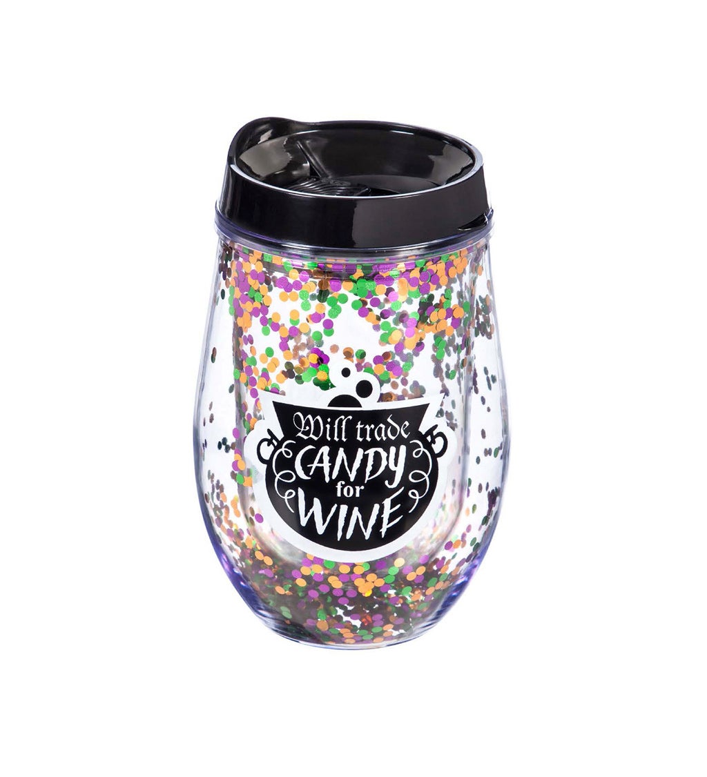 Double Wall Acrylic Halloween Tumbler, 10 OZ, Will Trade Candy for Wine