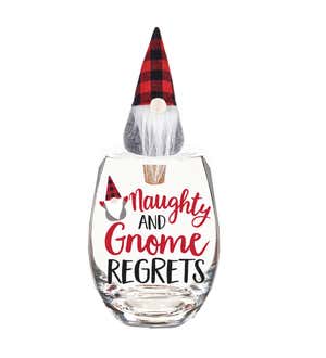 17 Oz Glass with Gnome Wine Stopper Gift Set