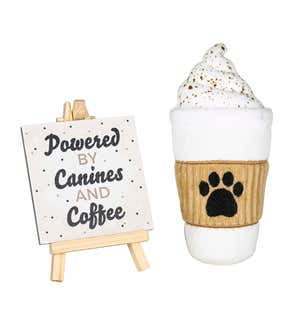 Mini Canvas and Dog Toy Gift Set, Powered by Canines and Coffee